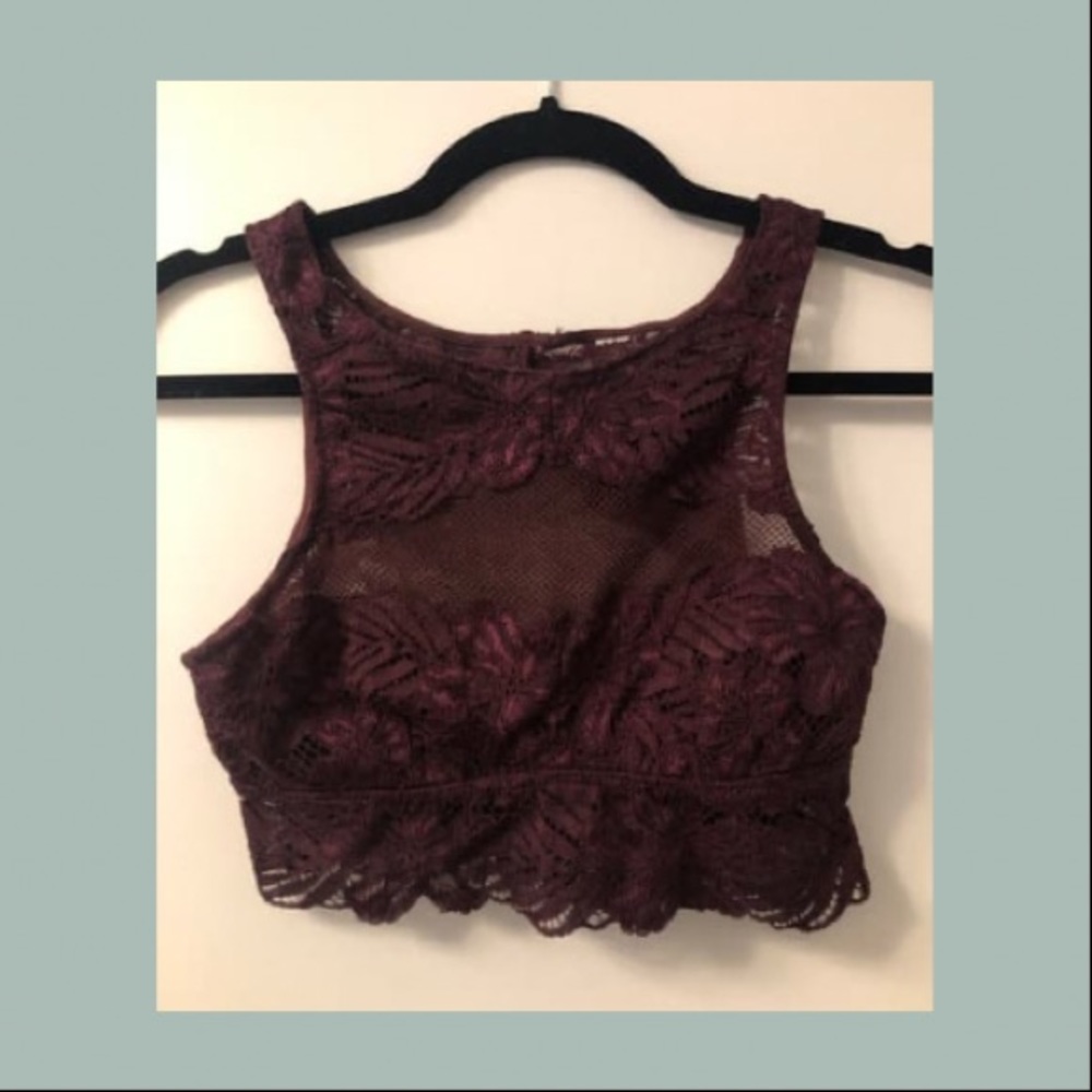 Aerie Plum Mesh & Lace Bralette Size Small